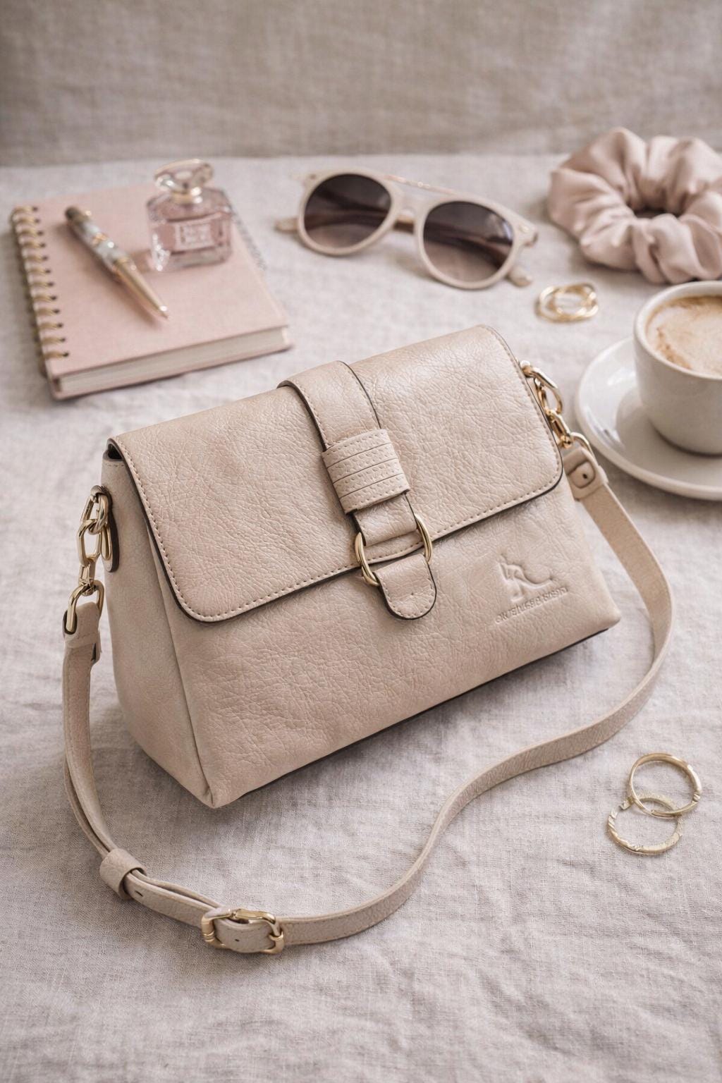 Genuine leather small crossbody bag for women with adjustable strap, featuring a sleek shoulder purse design by Lace & Luxe.