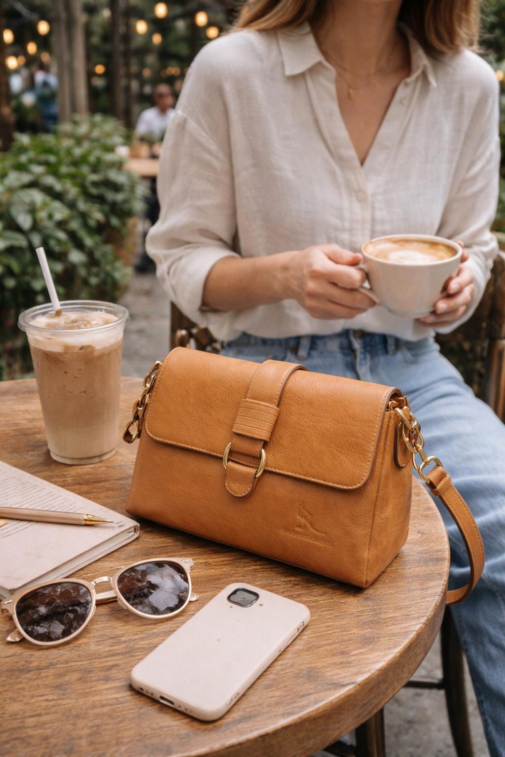 Genuine leather crossbody bag for women with adjustable strap, small everyday shoulder purse by Lace & Luxe.