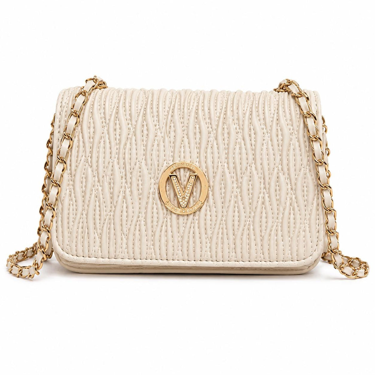 Lace & Luxe quilted gold chain crossbody bag with elegant mini handbag design, perfect for evening clutch or stylish outing.