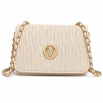 Lace & Luxe quilted gold chain crossbody bag with elegant mini handbag design, perfect for evening clutch or stylish outing.