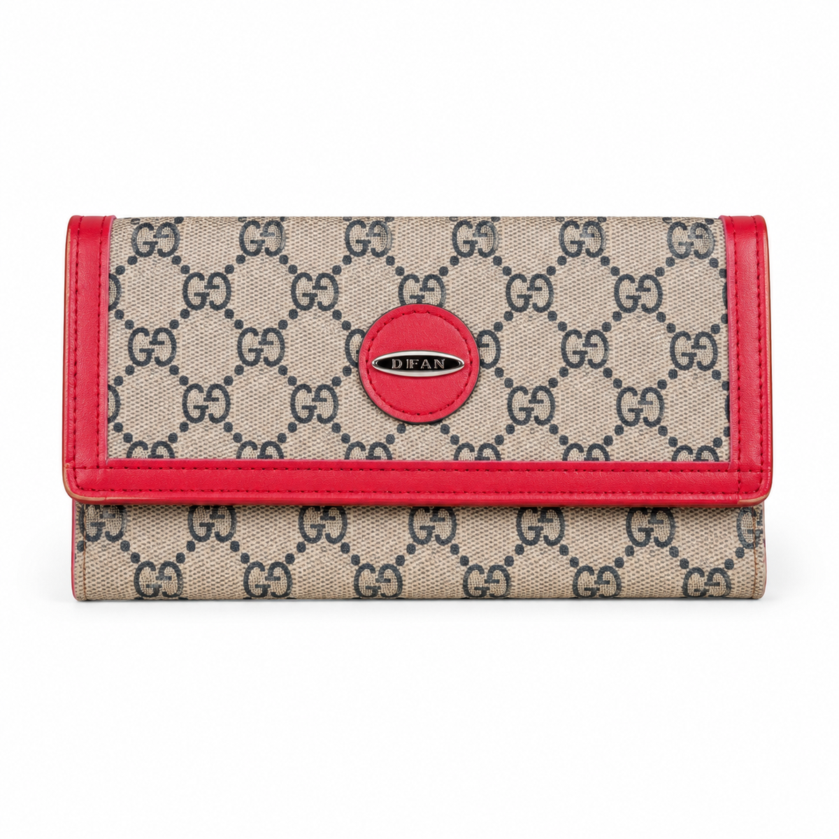 Louie Dennis Vintage Monogram Flap Wallet – Faux Leather Canvas Clutch Purse