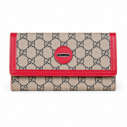 Louie Dennis Vintage Monogram Flap Wallet – Faux Leather Canvas Clutch Purse