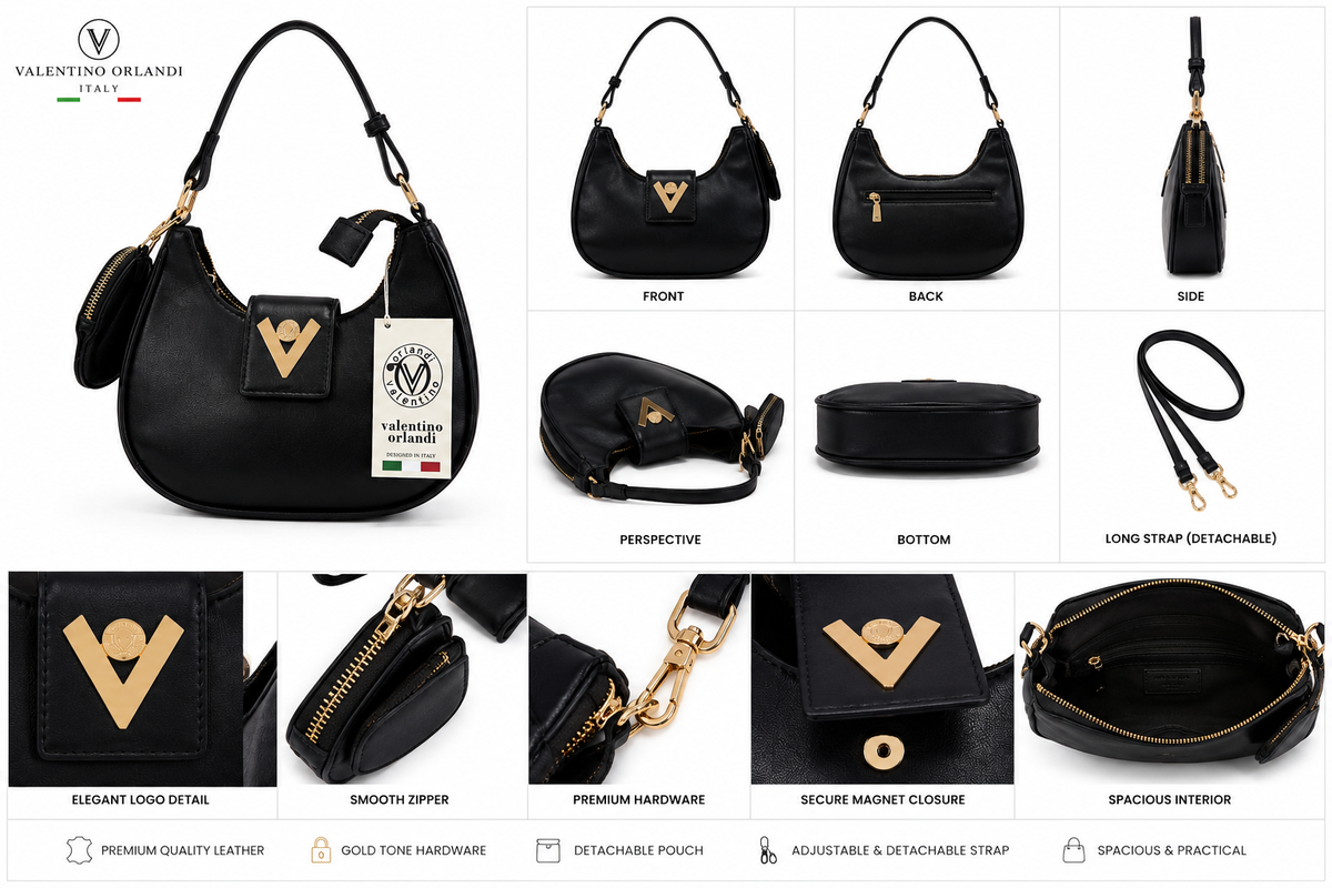 Elegant Black Women’s Handbag with Gold Details | Stylish Shoulder Bag for Everyday & Party Wear | Lace & Luxe