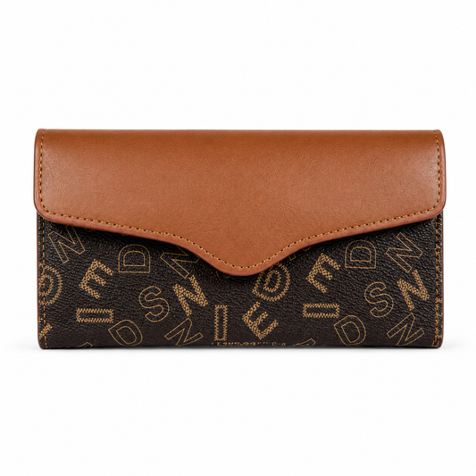 Louie Dennis Vintage Monogram Flap Wallet – Faux Leather Canvas Clutch Purse
