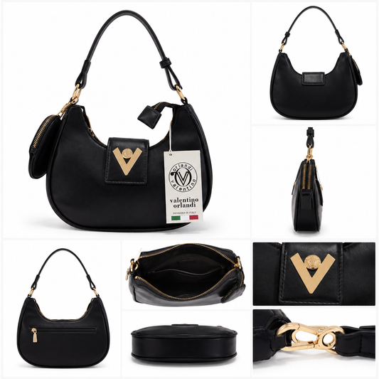 Elegant Black Women’s Handbag with Gold Details | Stylish Shoulder Bag for Everyday & Party Wear | Lace & Luxe
