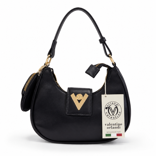 Elegant Black Women’s Handbag with Gold Details | Stylish Shoulder Bag for Everyday & Party Wear | Lace & Luxe